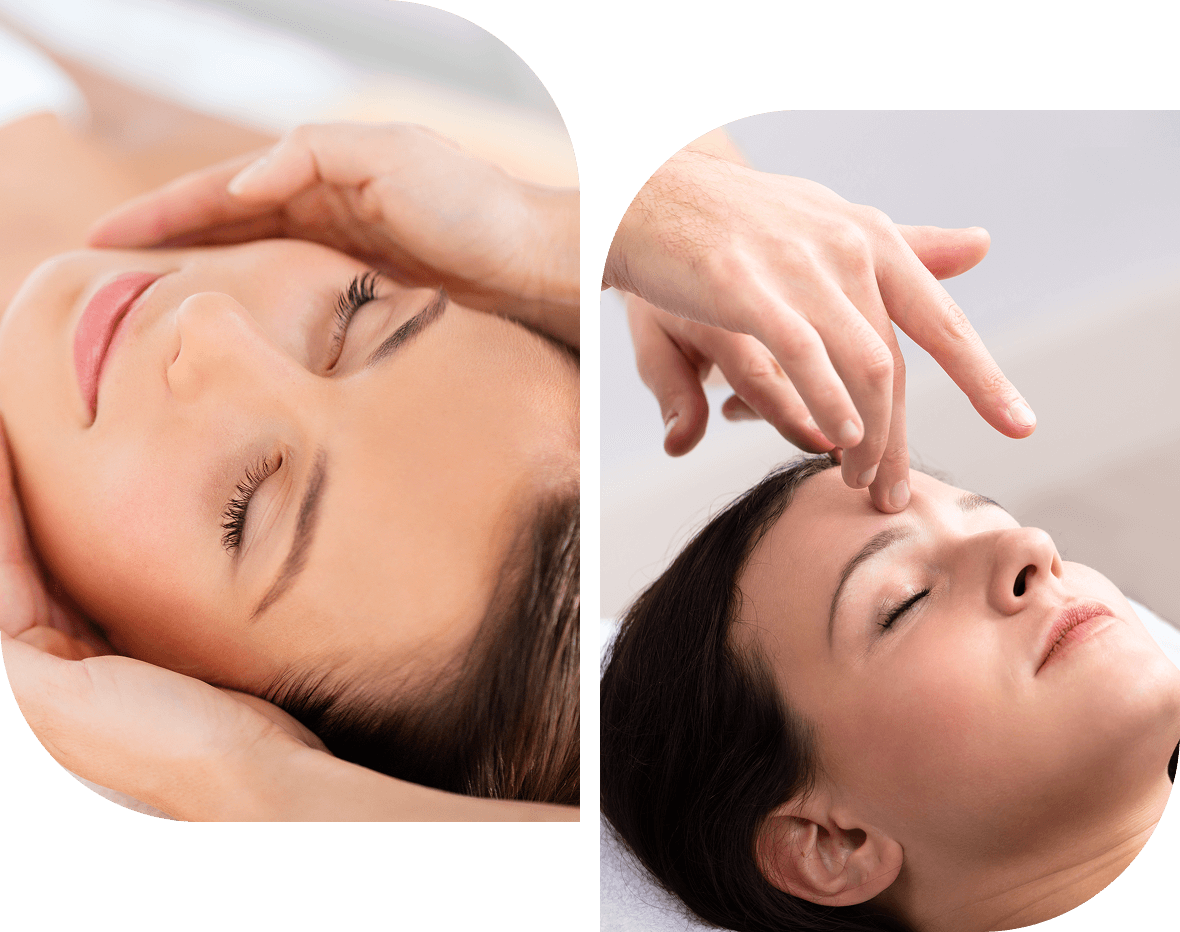 22 Facial massage therapy on relaxed women.