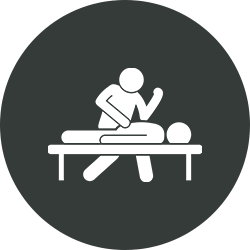 Integrative Massage therapy icon with two figures.