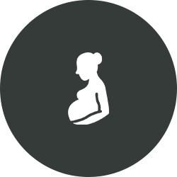 Pregnancy Silhouette of a pregnant woman in circle.
