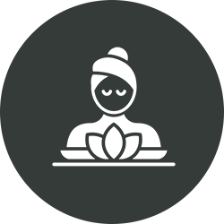 Salt-Glow Person meditating with lotus flower icon.