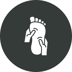 Sweet-Feet-Pedissage Foot massage icon on dark background.