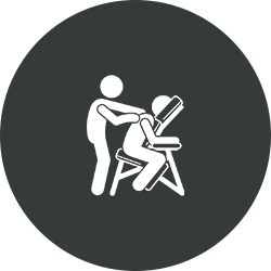 Trigger-Point Person giving seated massage icon.
